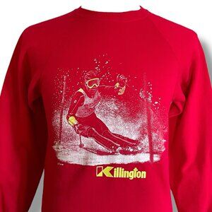 Vintage 1980s Bassett Walker Mens Sweatshirt Sz Medium Red Killington Mtn Skiing